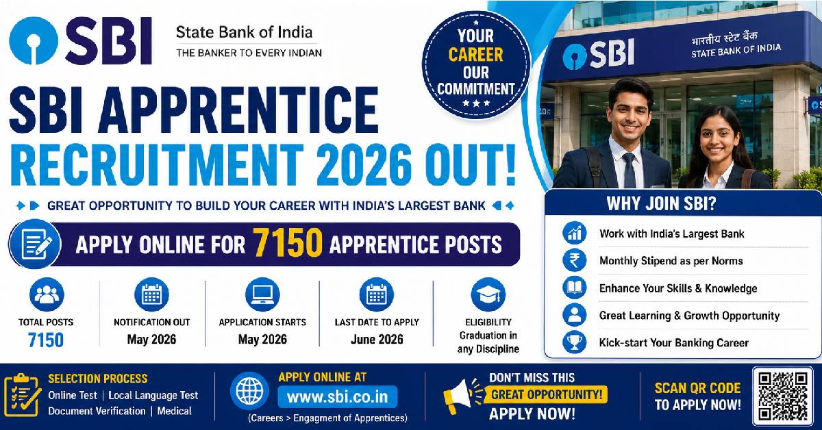 SBI Apprentice Recruitment 2026  Apply Online for 7150 Posts